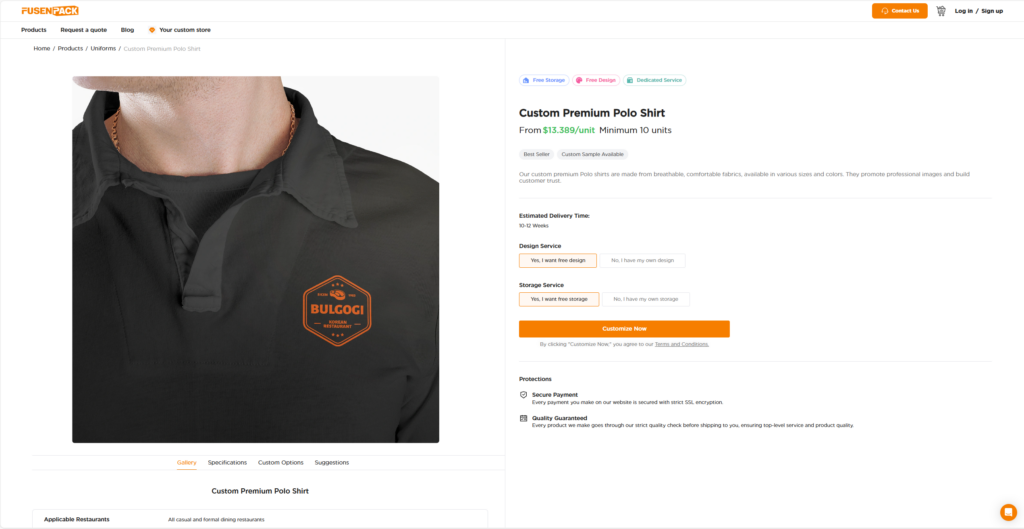 fusenpack offers custom polo shirts