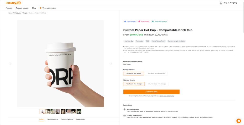 fusenpack offers custom hot cups