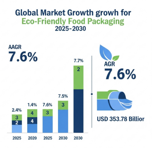 Global market growth for eco-friendly food packaging diagram