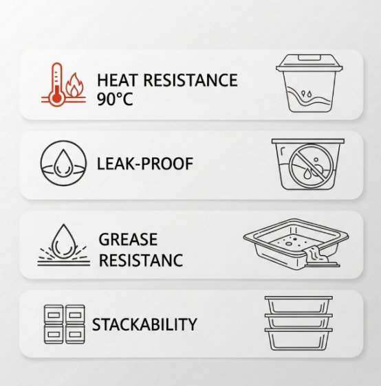 Illustration of a custom paper bowl safe from heat, grease, and leaks.