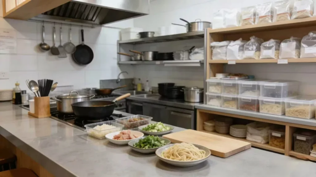 organized-ramen-shop-kitchen-after-using-free-storage-service-for-restaurants
