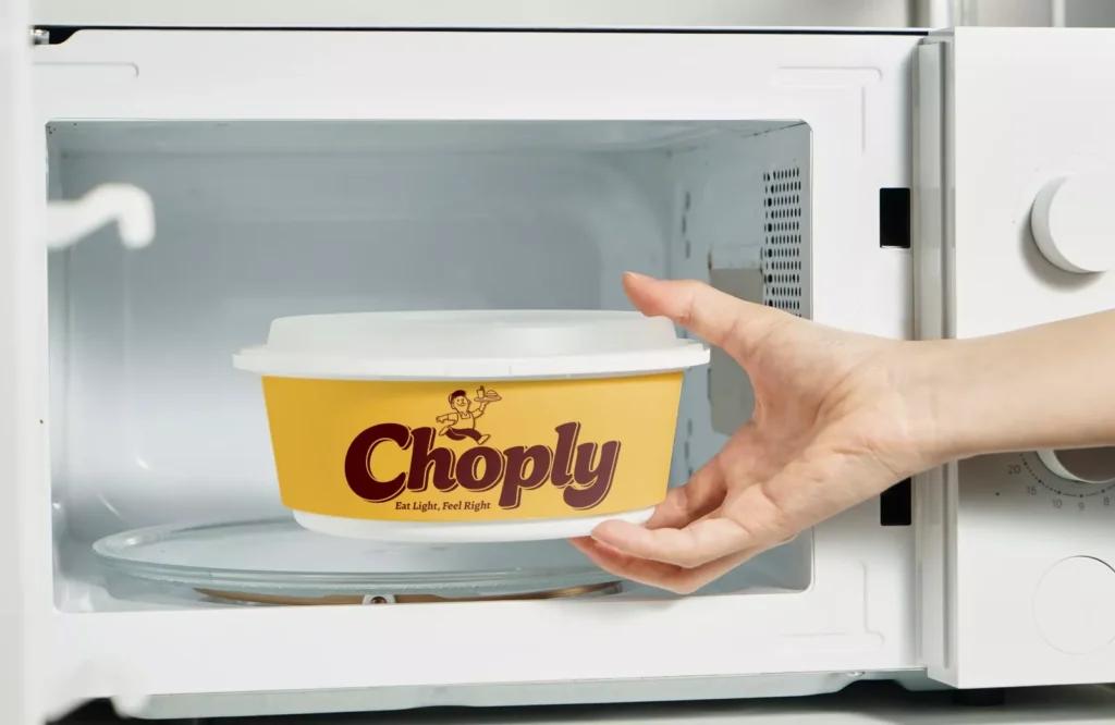 Microwave-safe leak proof soup container design with custom branding, suitable for hot food takeout and reheating