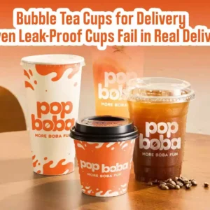 Branded bubble tea cups for delivery - leak-proof paper and plastic drink cups with lids for bubble tea and coffee takeout