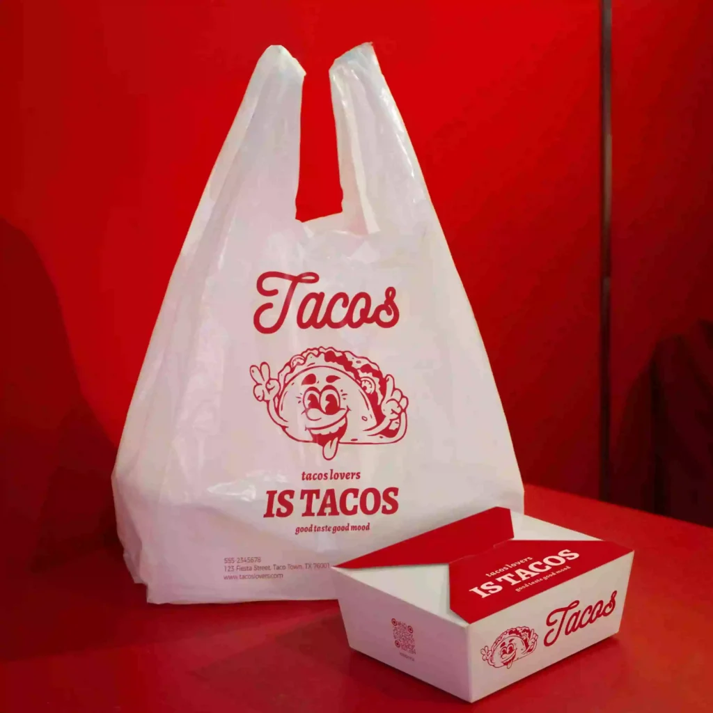 Disposable plastic takeout bag vs premium leak-proof delivery bag for taco restaurant
