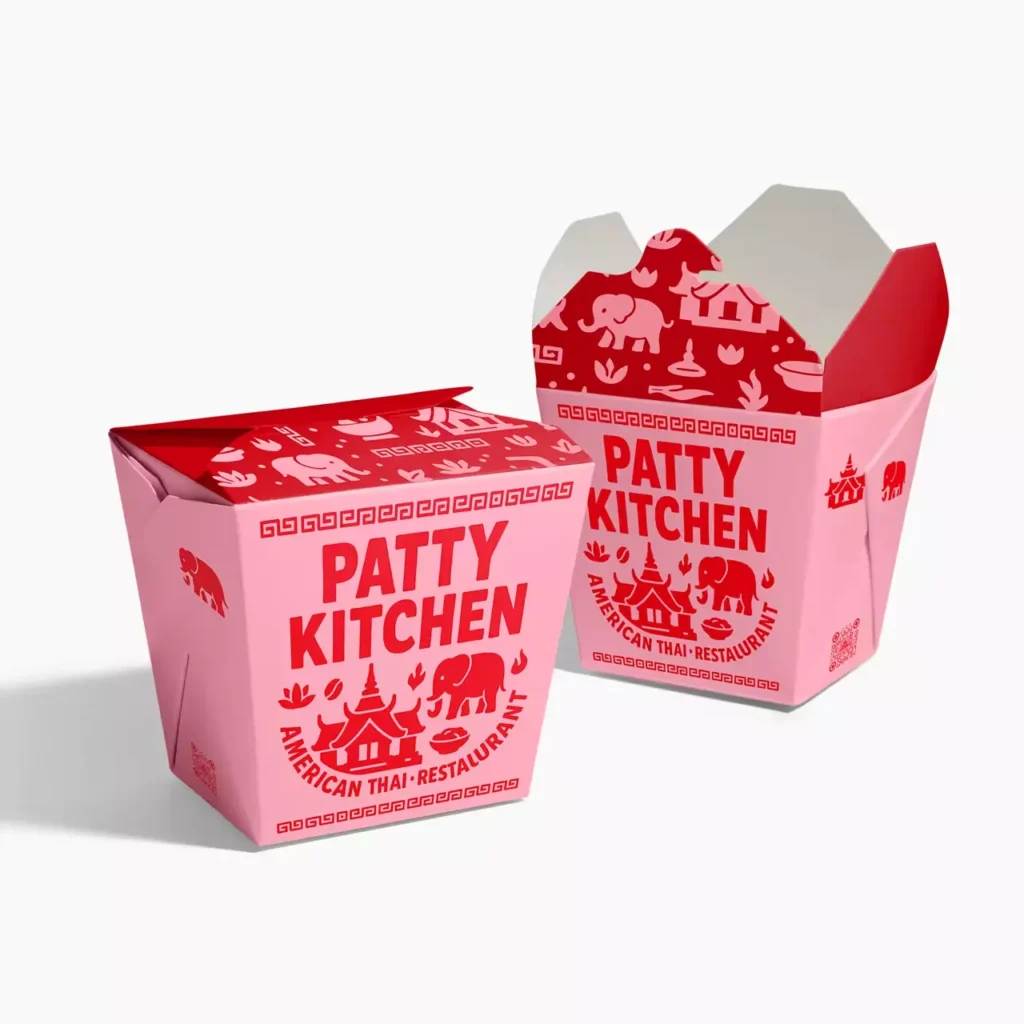 Custom printed thai food takeout folding box packaging for restaurant branding, how to order custom food packaging