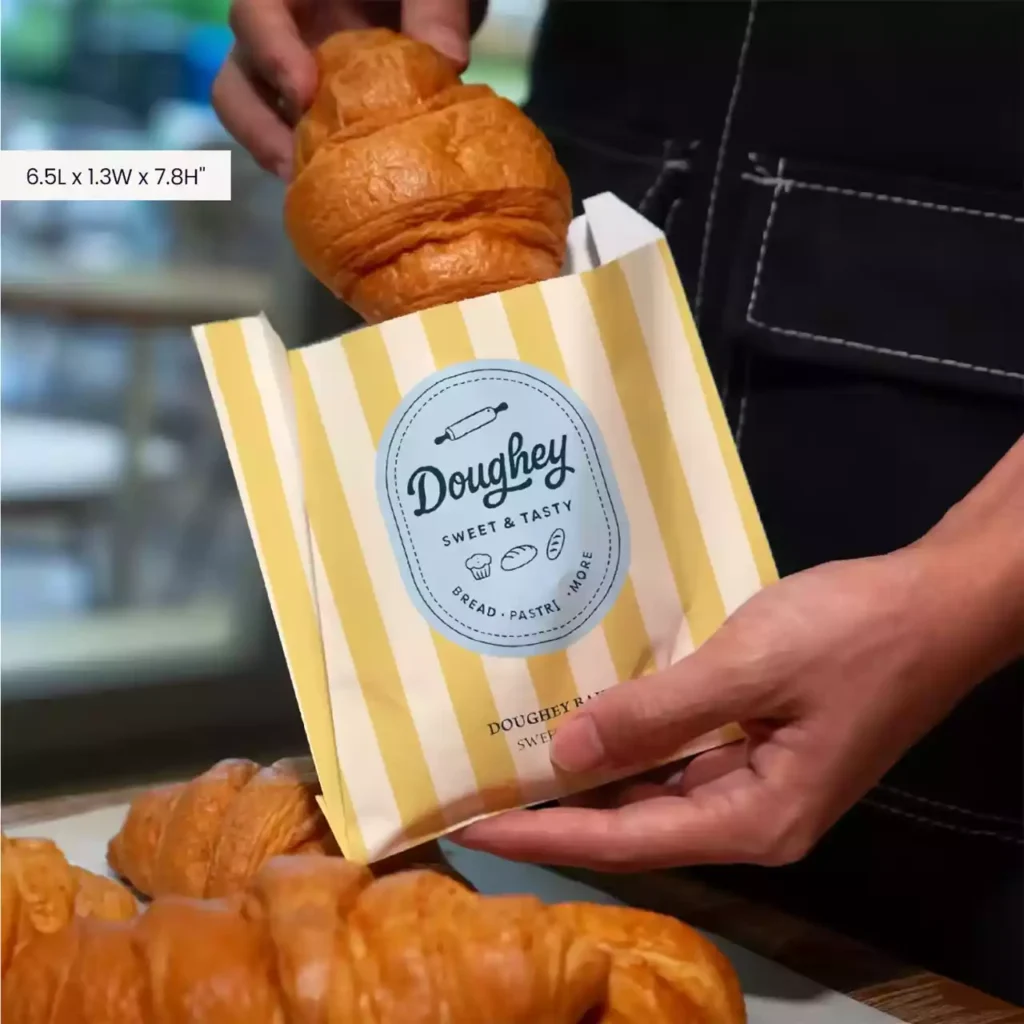 Best hot food delivery packaging custom printed bakery paper bag for croissant pastry hot baked food takeout delivery packaging