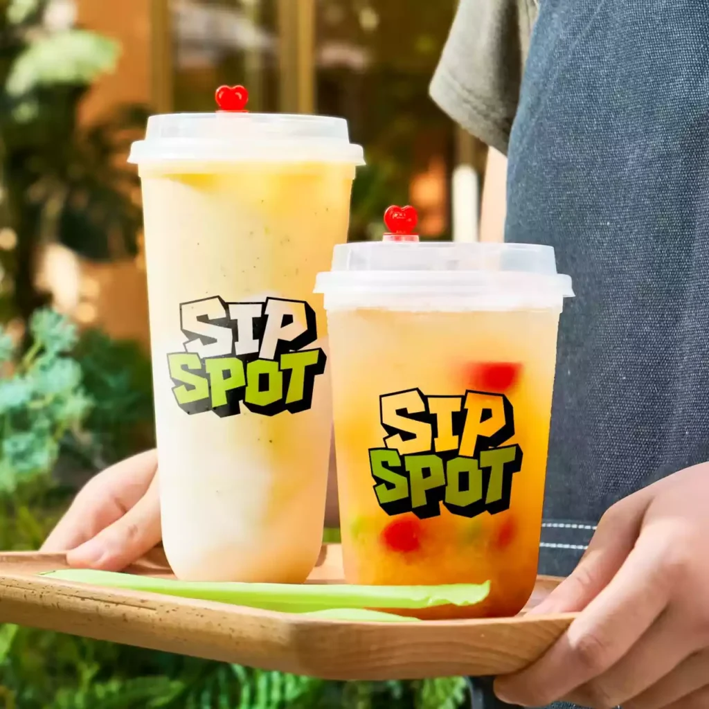 U Shape Cup custom printed plastic cups for fruit tea and iced beverage shop