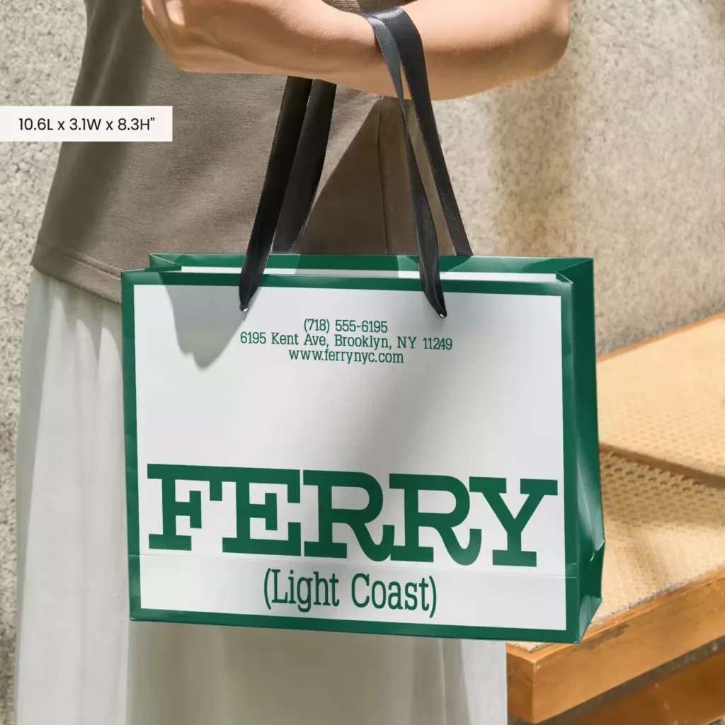 Custom branded paper gift bag, showcase ideal gift bag size for retail merchandise