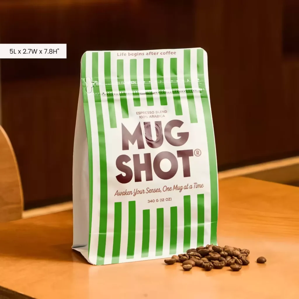 Custom printed coffee bags with valve, 12oz stand up espresso coffee bean pouch with degassing valve